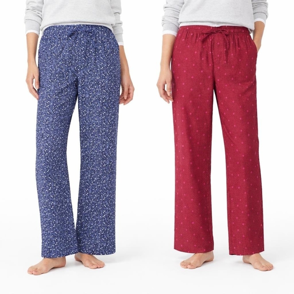 GAP Women's M 2-Pack Flannel Pajama Pant Navy and Red H0322